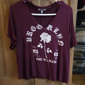Charlotte Russe Maroon Graphic Tee